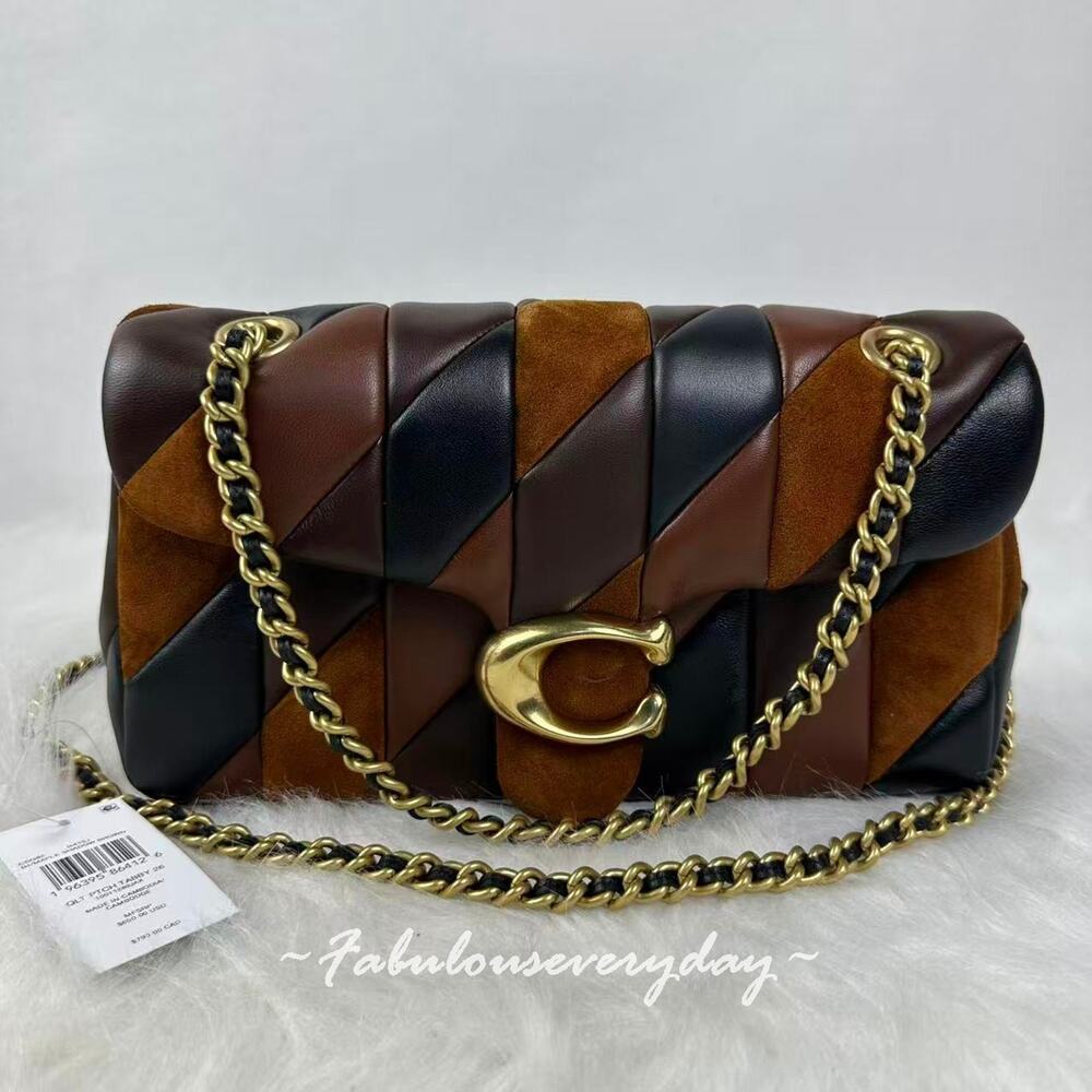 Coach Tabby Shoulder Bag 26 with Quilting In Leather/Gold/Maple/Brown CBG85 NWT